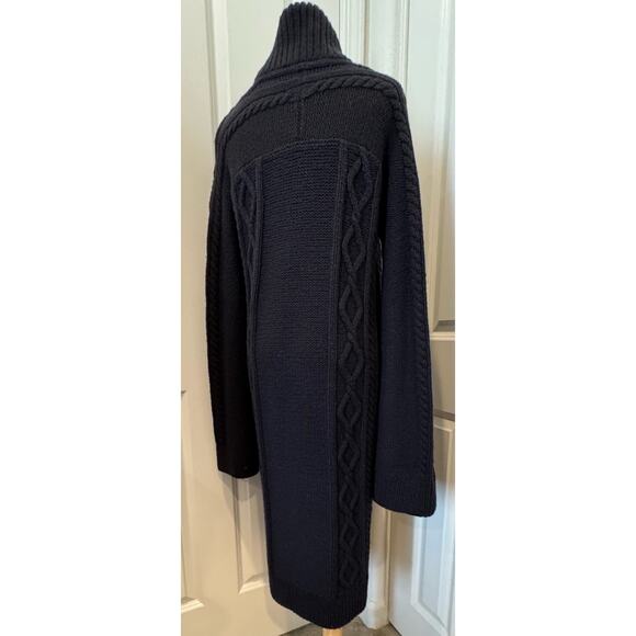 Tory Burch Wool Cable knit long sweater zip up Black jacket Women’s Small - Picture 4 of 16